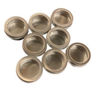 2 Ounce Aluminum Tin Jar w/ Clear Top Screw On Lid - 8 Count